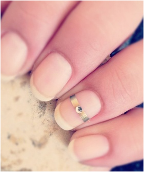 Wedding Nail Art - French Manicure with Ring Accent